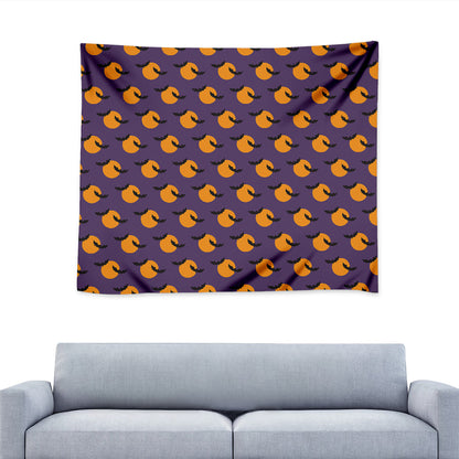 Halloween Bat And Moon Pattern Print Tapestry