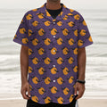Halloween Bat And Moon Pattern Print Textured Short Sleeve Shirt