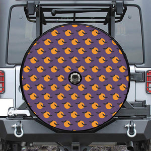 Halloween Bat And Moon Pattern Print Tire Cover With Camera Hole