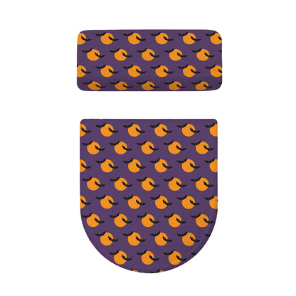 Halloween Bat And Moon Pattern Print Toilet Lid And Tank Cover Set
