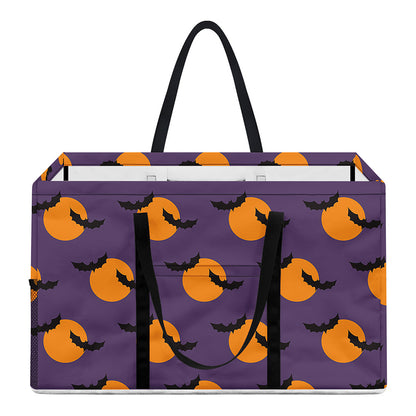 Halloween Bat And Moon Pattern Print Utility Tote Bag