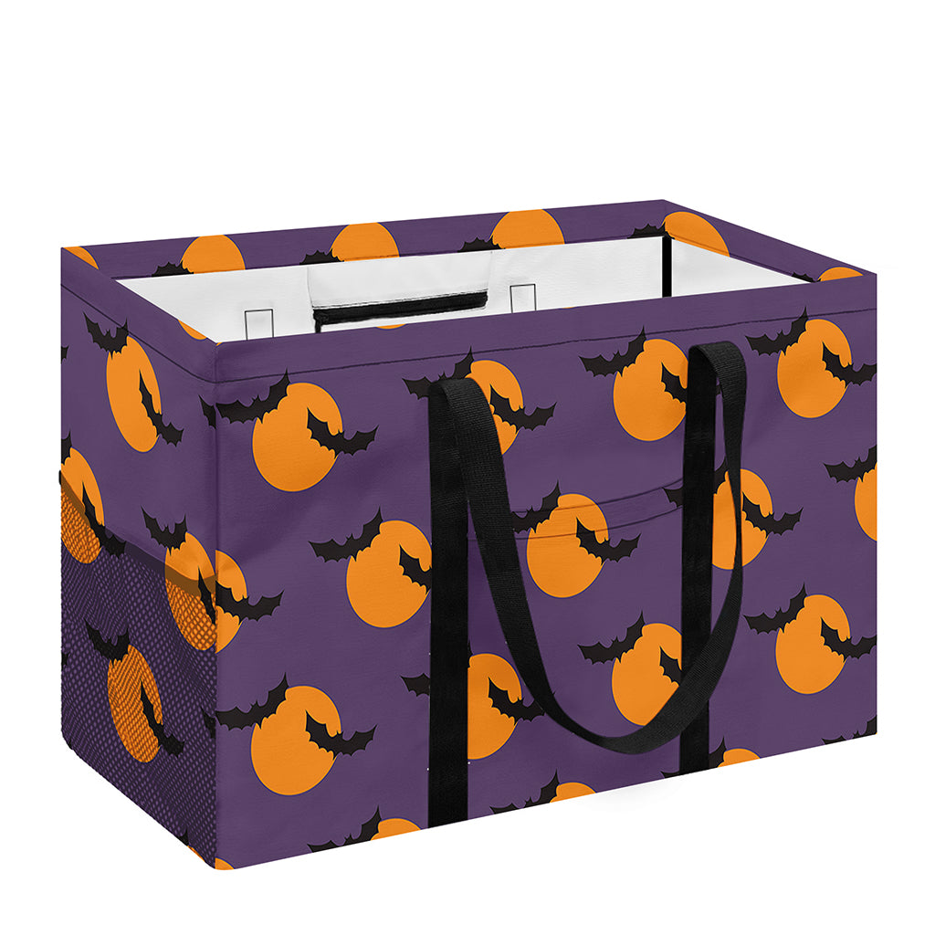 Halloween Bat And Moon Pattern Print Utility Tote Bag