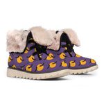 Halloween Bat And Moon Pattern Print Winter Boots