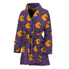 Halloween Bat And Moon Pattern Print Women's Bathrobe