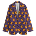 Halloween Bat And Moon Pattern Print Women's Cotton Blazer