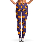 Halloween Bat And Moon Pattern Print Women's Leggings