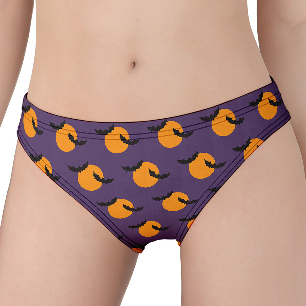 Halloween Bat And Moon Pattern Print Women's Panties