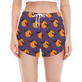 Halloween Bat And Moon Pattern Print Women's Split Running Shorts
