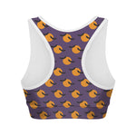 Halloween Bat And Moon Pattern Print Women's Sports Bra