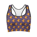 Halloween Bat And Moon Pattern Print Women's Sports Bra