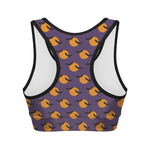 Halloween Bat And Moon Pattern Print Women's Sports Bra