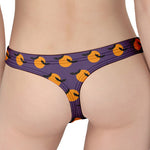 Halloween Bat And Moon Pattern Print Women's Thong