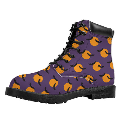 Halloween Bat And Moon Pattern Print Work Boots