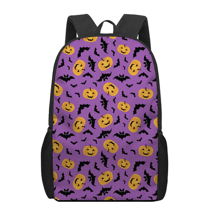 Halloween Bat And Pumpkin Pattern Print 17 Inch Backpack