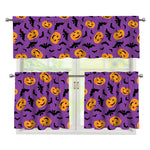 Halloween Bat And Pumpkin Pattern Print 3 Piece Kitchen Curtains