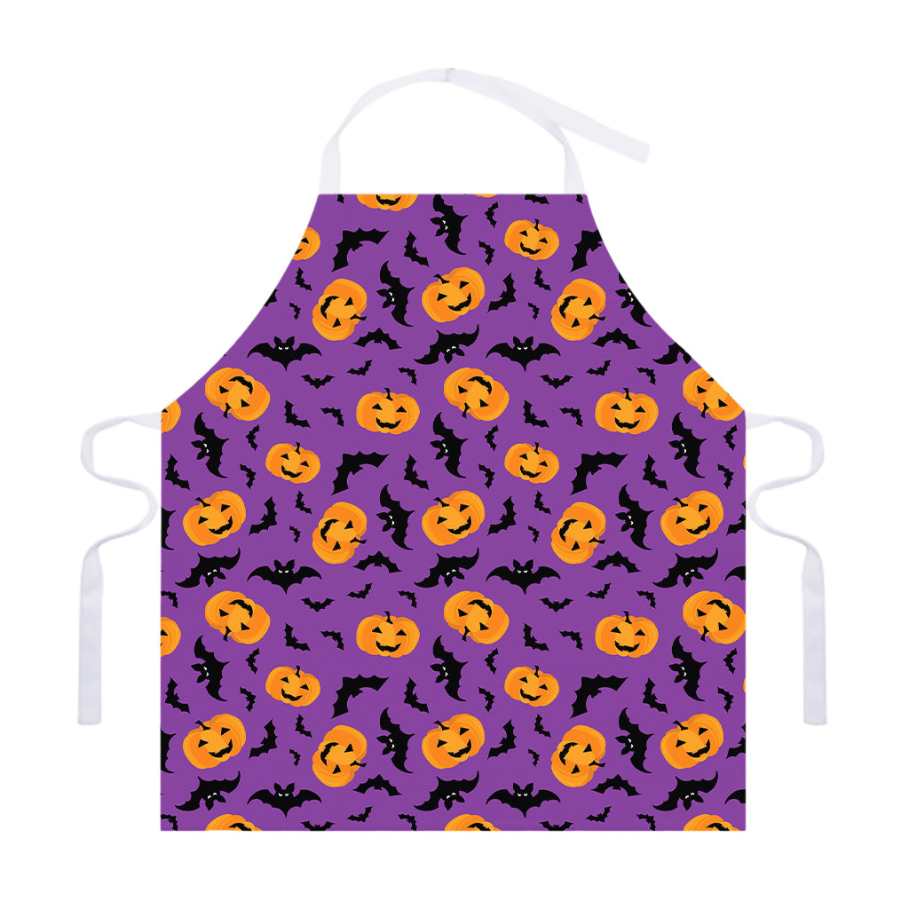 Halloween Bat And Pumpkin Pattern Print Adjustable Apron