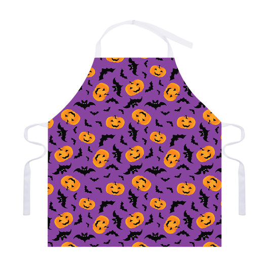 Halloween Bat And Pumpkin Pattern Print Adjustable Apron