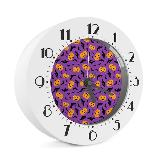 Halloween Bat And Pumpkin Pattern Print Alarm Clock