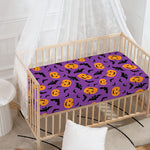 Halloween Bat And Pumpkin Pattern Print Baby Crib Sheet