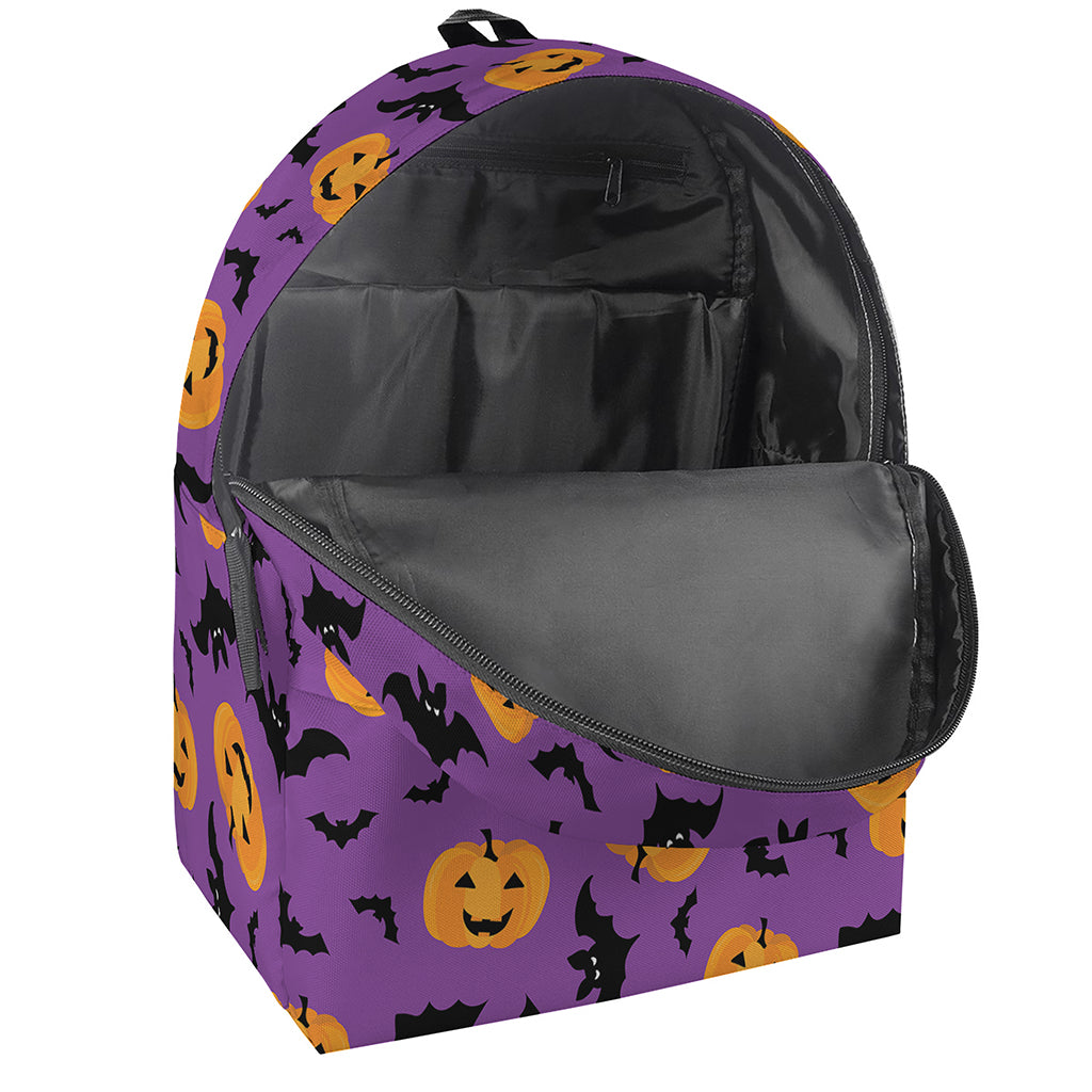 Halloween Bat And Pumpkin Pattern Print Backpack