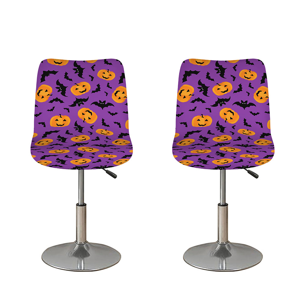 Halloween Bat And Pumpkin Pattern Print Bar Stool Covers