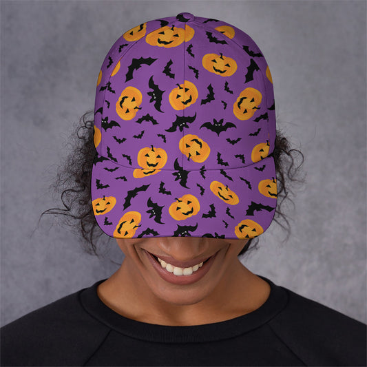 Halloween Bat And Pumpkin Pattern Print Baseball Cap