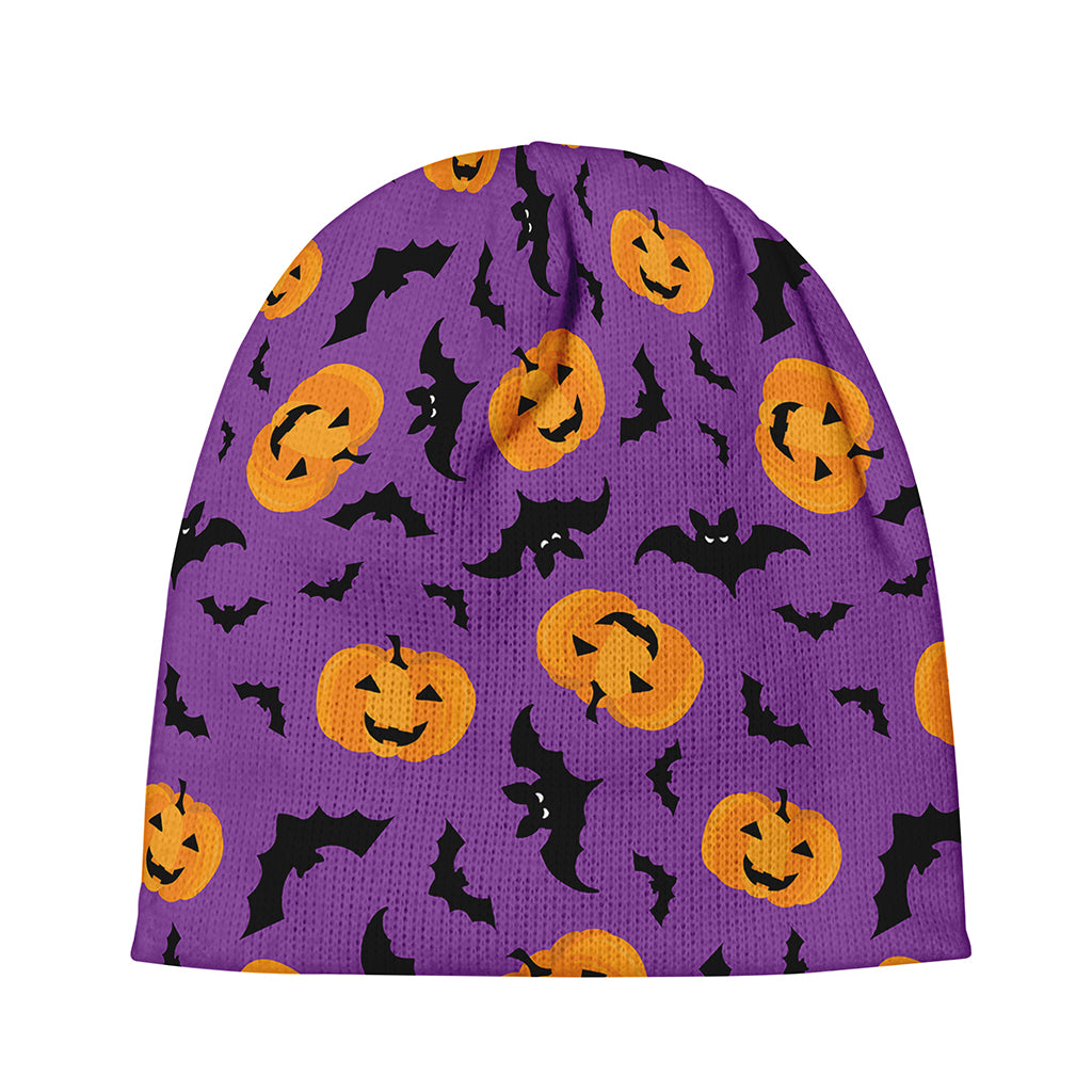 Halloween Bat And Pumpkin Pattern Print Beanie