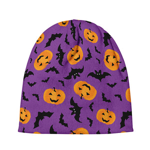 Halloween Bat And Pumpkin Pattern Print Beanie