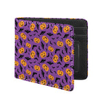 Halloween Bat And Pumpkin Pattern Print Bifold Wallet