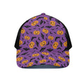 Halloween Bat And Pumpkin Pattern Print Black Mesh Trucker Hat