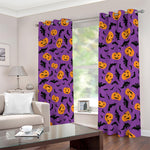 Halloween Bat And Pumpkin Pattern Print Blackout Grommet Curtains