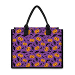 Halloween Bat And Pumpkin Pattern Print Canvas Tote Bag