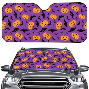 Halloween Bat And Pumpkin Pattern Print Car Windshield Sun Shade