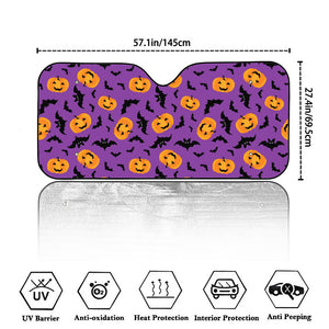 Halloween Bat And Pumpkin Pattern Print Car Windshield Sun Shade