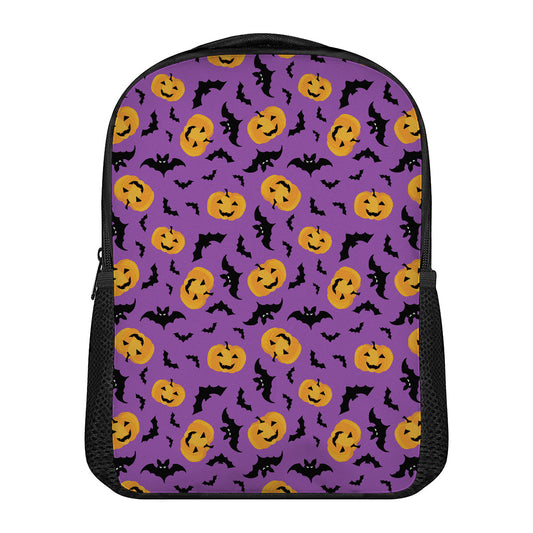 Halloween Bat And Pumpkin Pattern Print Casual Backpack
