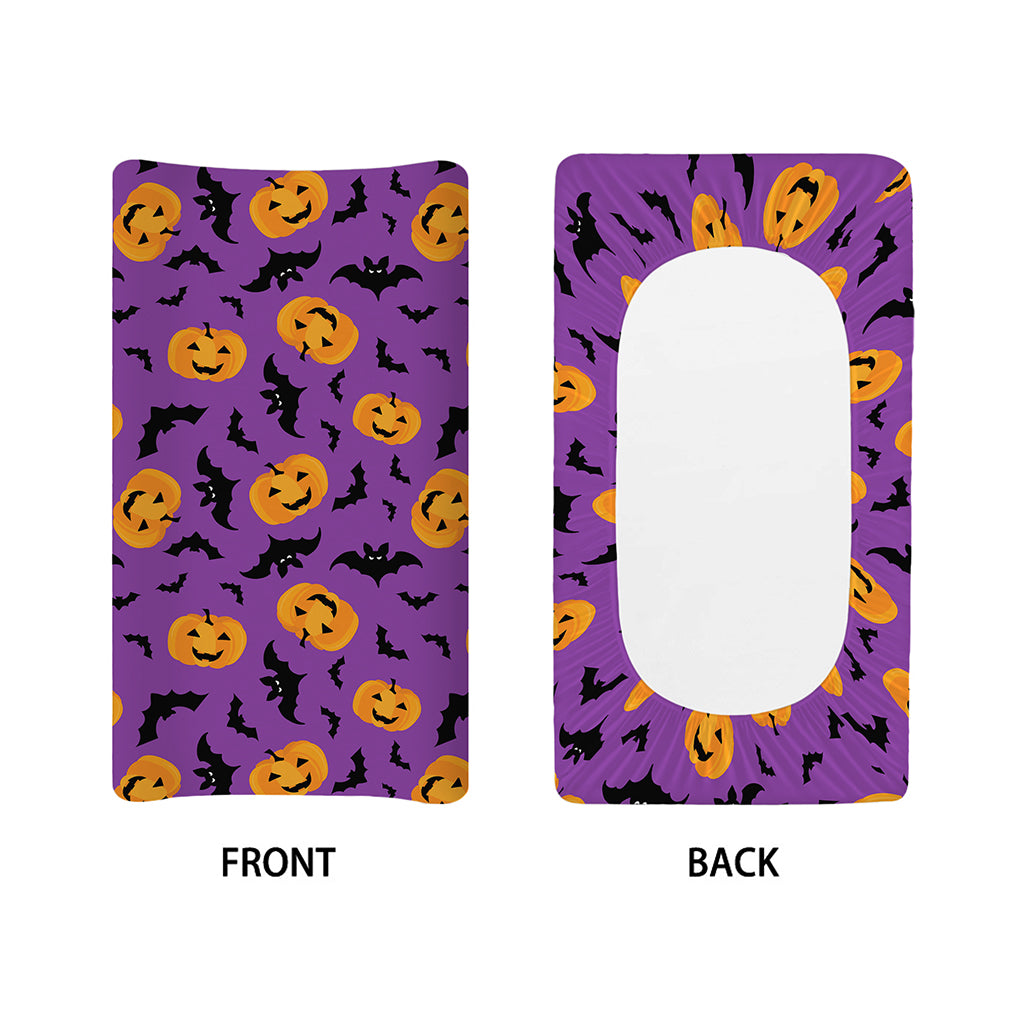 Halloween Bat And Pumpkin Pattern Print Changing Pad Cover