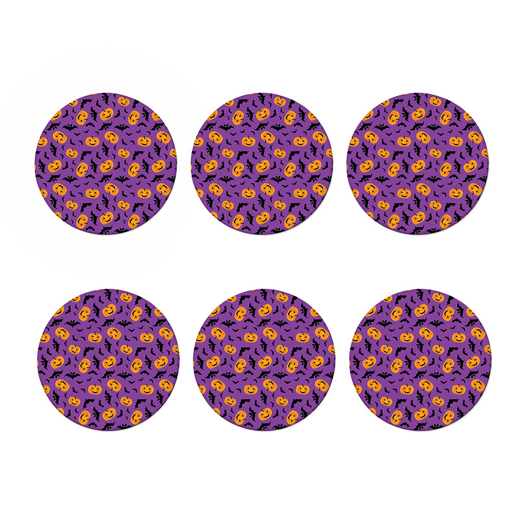 Halloween Bat And Pumpkin Pattern Print Coaster Set