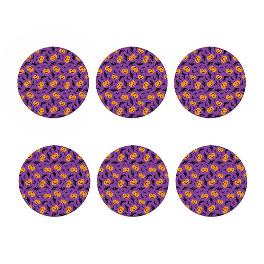 Halloween Bat And Pumpkin Pattern Print Coaster Set