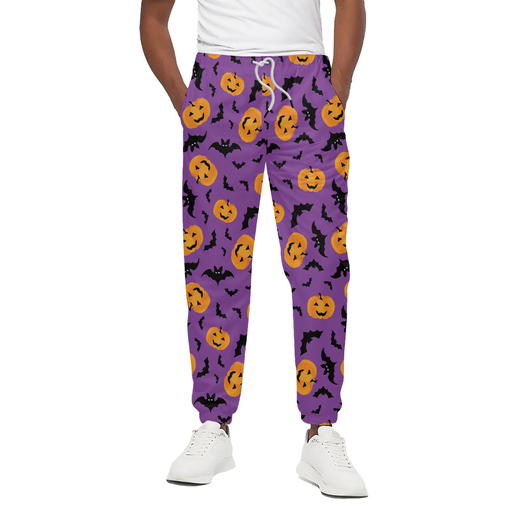 Halloween Bat And Pumpkin Pattern Print Cotton Pants