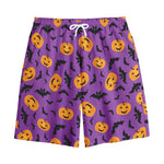 Halloween Bat And Pumpkin Pattern Print Cotton Shorts
