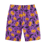 Halloween Bat And Pumpkin Pattern Print Cotton Shorts