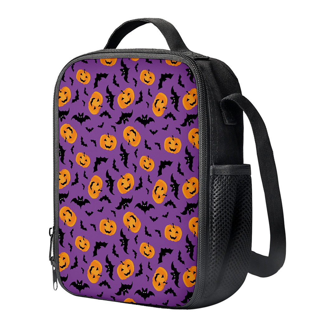 Halloween Bat And Pumpkin Pattern Print Crossbody Lunch Bag