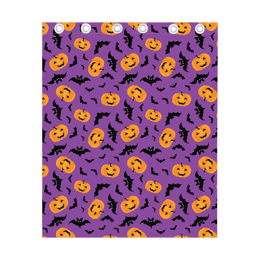 Halloween Bat And Pumpkin Pattern Print Curtain