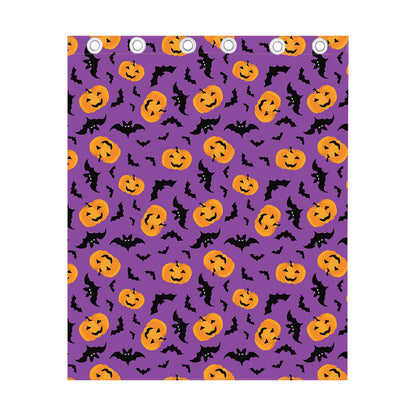 Halloween Bat And Pumpkin Pattern Print Curtain