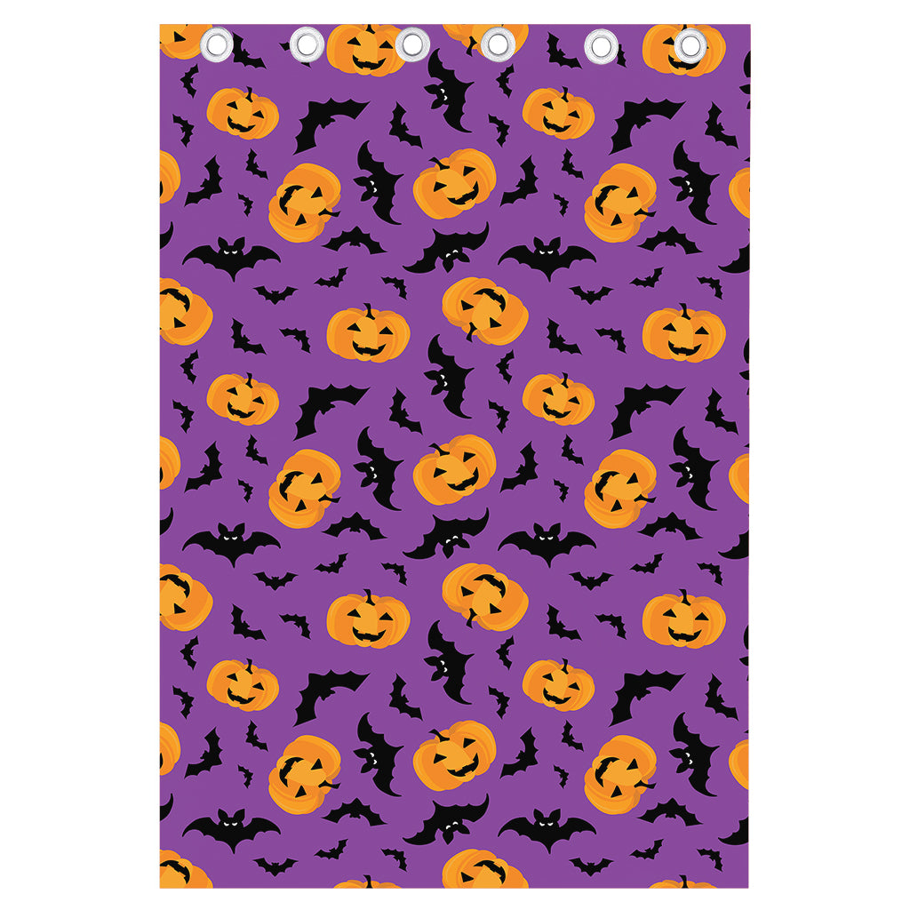 Halloween Bat And Pumpkin Pattern Print Curtain