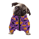 Halloween Bat And Pumpkin Pattern Print Dog Zip Up Jacket