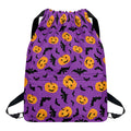 Halloween Bat And Pumpkin Pattern Print Drawstring Backpack