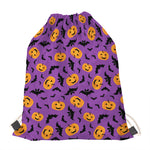 Halloween Bat And Pumpkin Pattern Print Drawstring Bag