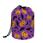 Halloween Bat And Pumpkin Pattern Print Drawstring Makeup Bag