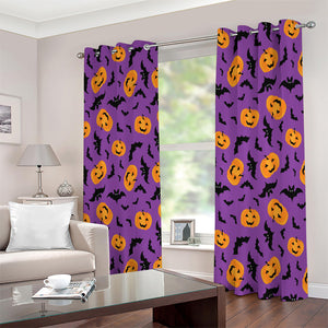 Halloween Bat And Pumpkin Pattern Print Extra Wide Grommet Curtains